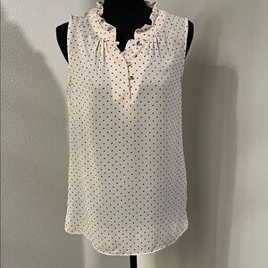 41 Hawthorn Ruffled Polka Dot Blouse - Pale Pink and Black